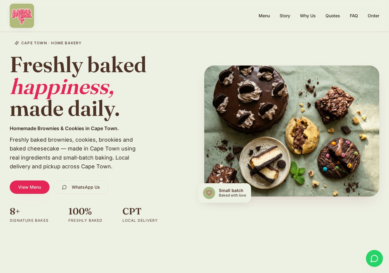 Melt & Munch website homepage